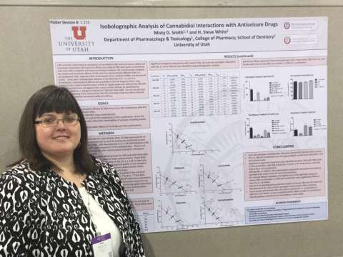 Misty Smith presenting poster on Analysis of Cannabidiol Interactions with Antiseizure Drugs