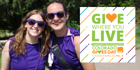 colorado event graphic with two women outside wearing purple